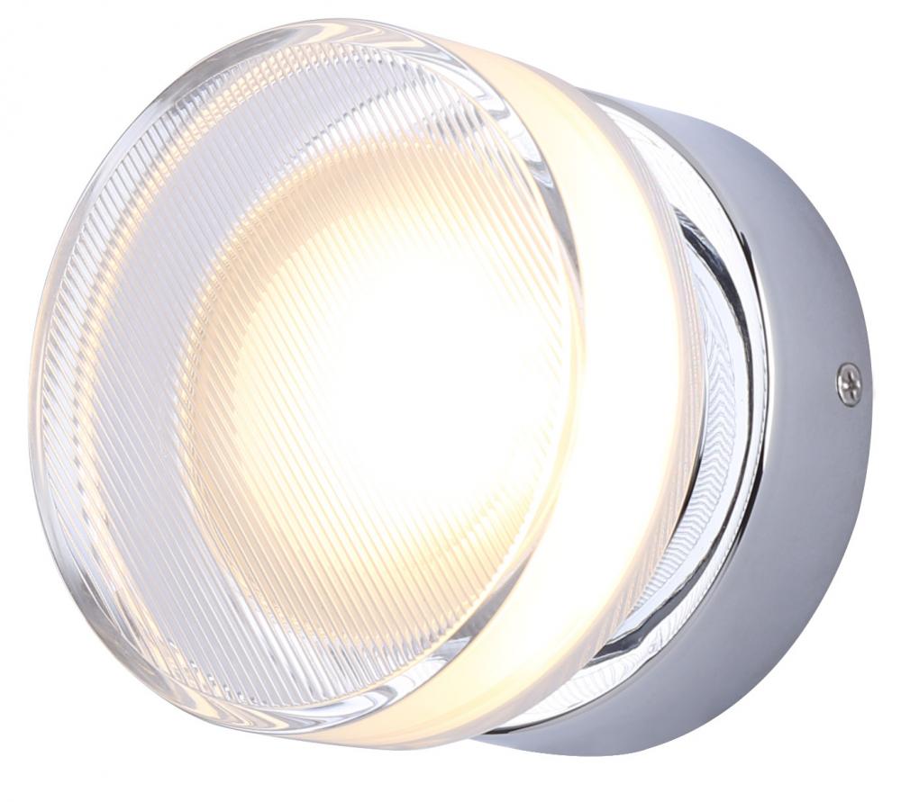 BENNI 5.375 in. 1 Light Chrome Integrated LED Wall Light with Clear Acrylic Shade