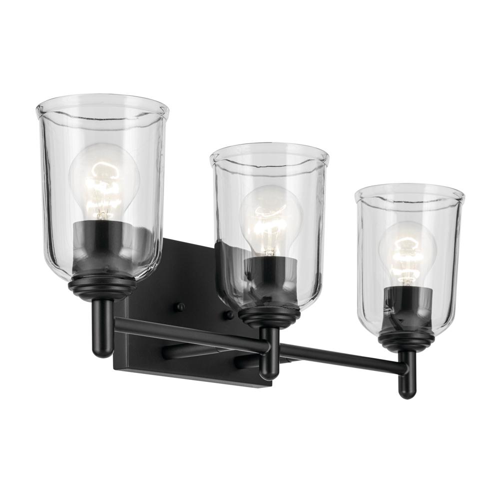 Shailene 21" 3-Light Vanity Light with Clear Glass in Black