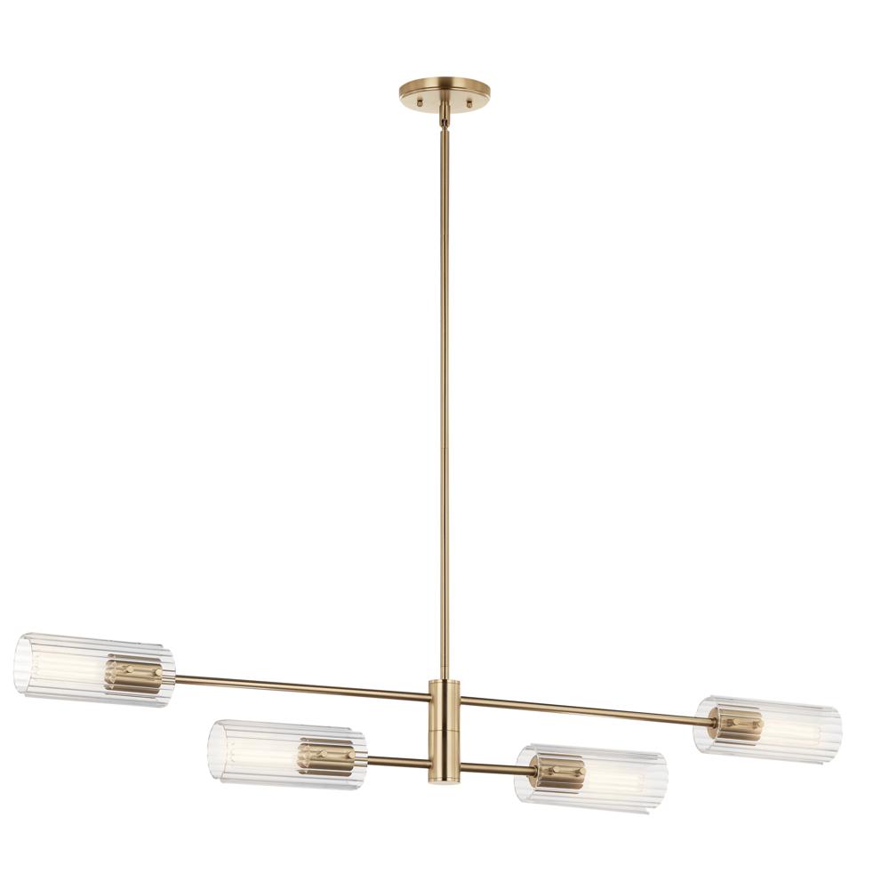 Velestino 47.50" 4-Light Linear Chandelier in Champagne Bronze