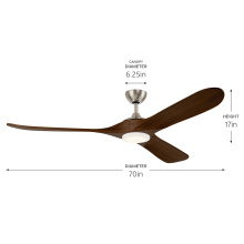 Kichler 310570NI - 70" Mylo Ceiling Fan w/ Satin Etch Cased Opal Glass in Brushed Nickel w/ Natural Walnut Wood Bla