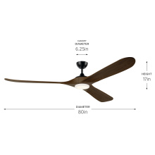 Kichler 310580SBK - 80 in Mylo Ceiling Fan with Satin Etch Cased Opal Glass in Satin Black with Aged Walnut Wood Blades