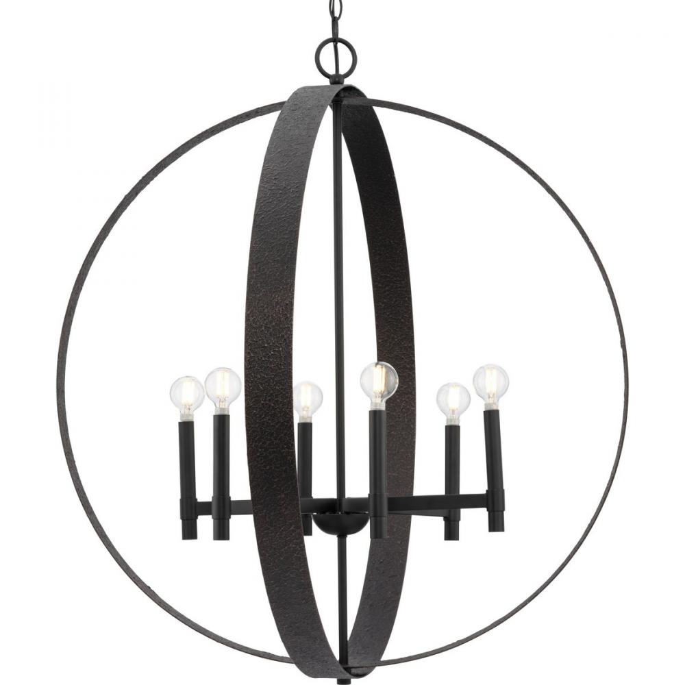 Allegheny Collection Six-Light Matte Black Rustic Modern Pendant