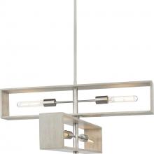 Progress P400370-009 - Boundary Collection Four-Light Brushed Nickel Grey Washed Oak Modern Chandelier