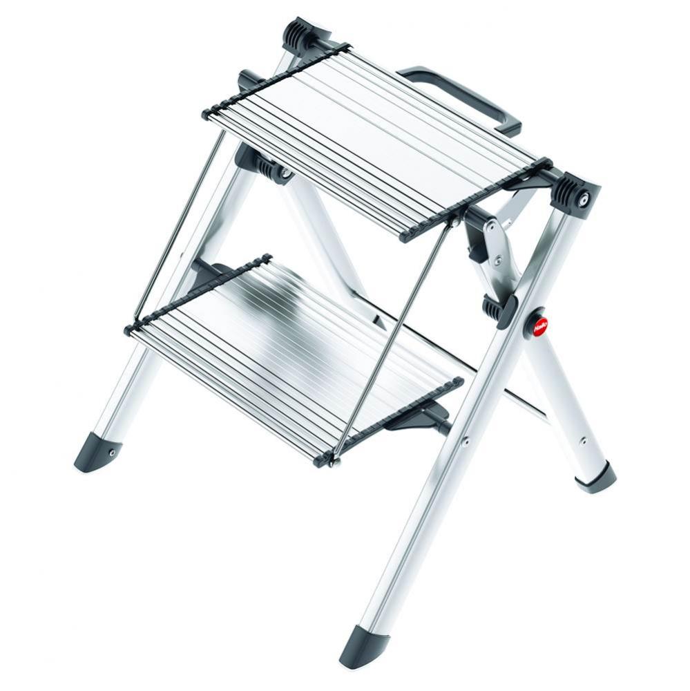 Fold Step Stool Mini Comfrt Silv/Bl