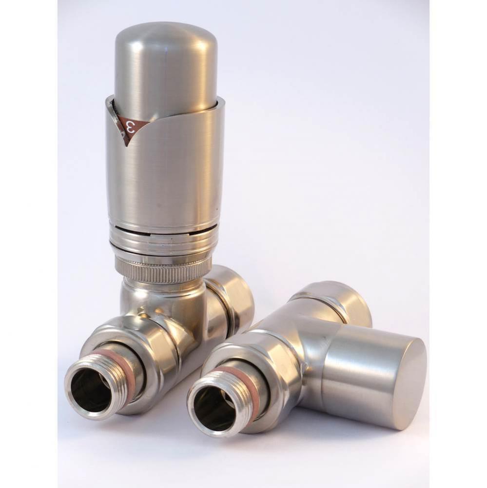 Thermostatic Straight Valve Pair - B/Nickel