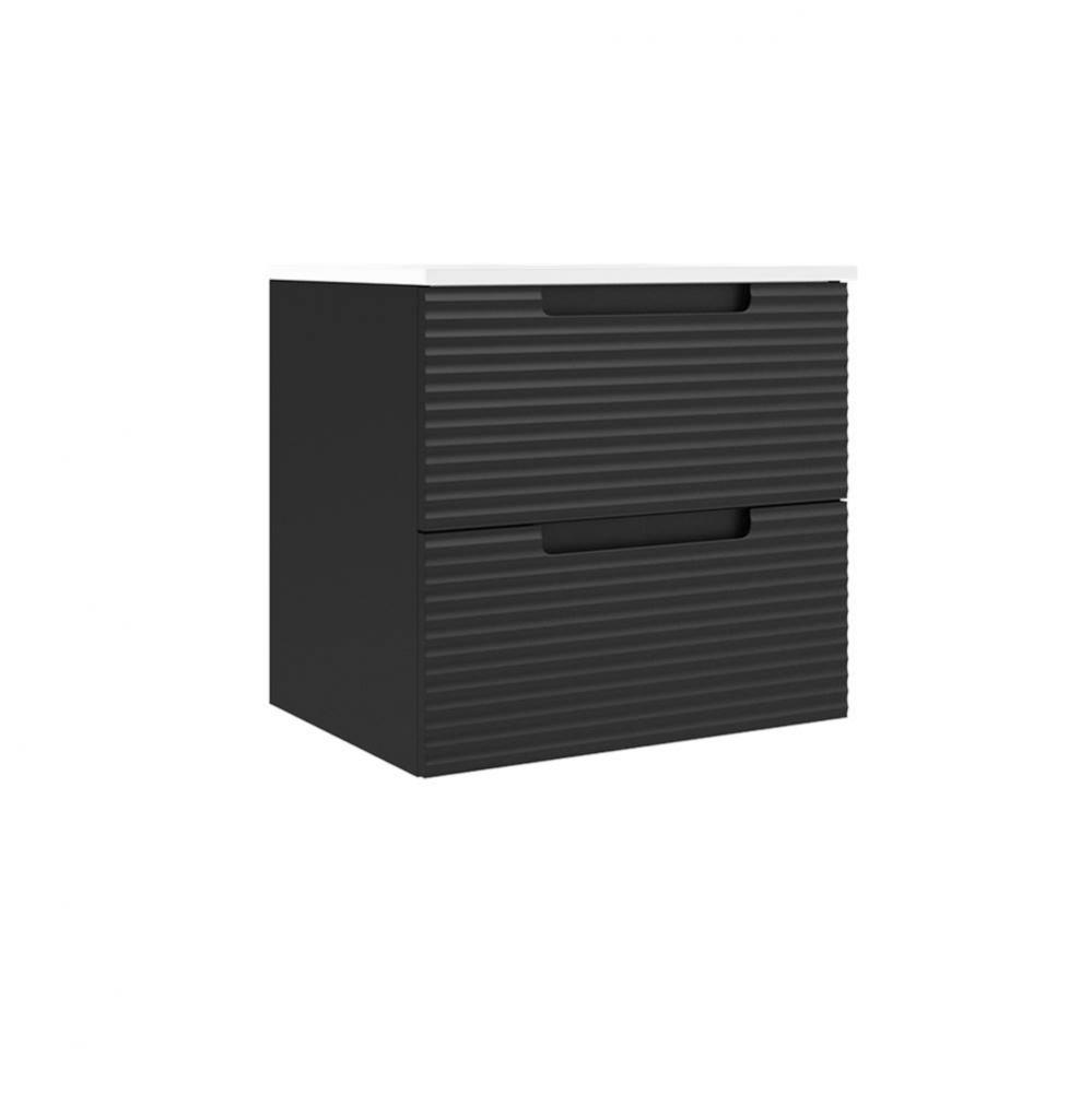 Coda 24'' Two Drawer Wall-Mounted Vanity - Matte Black Ripple