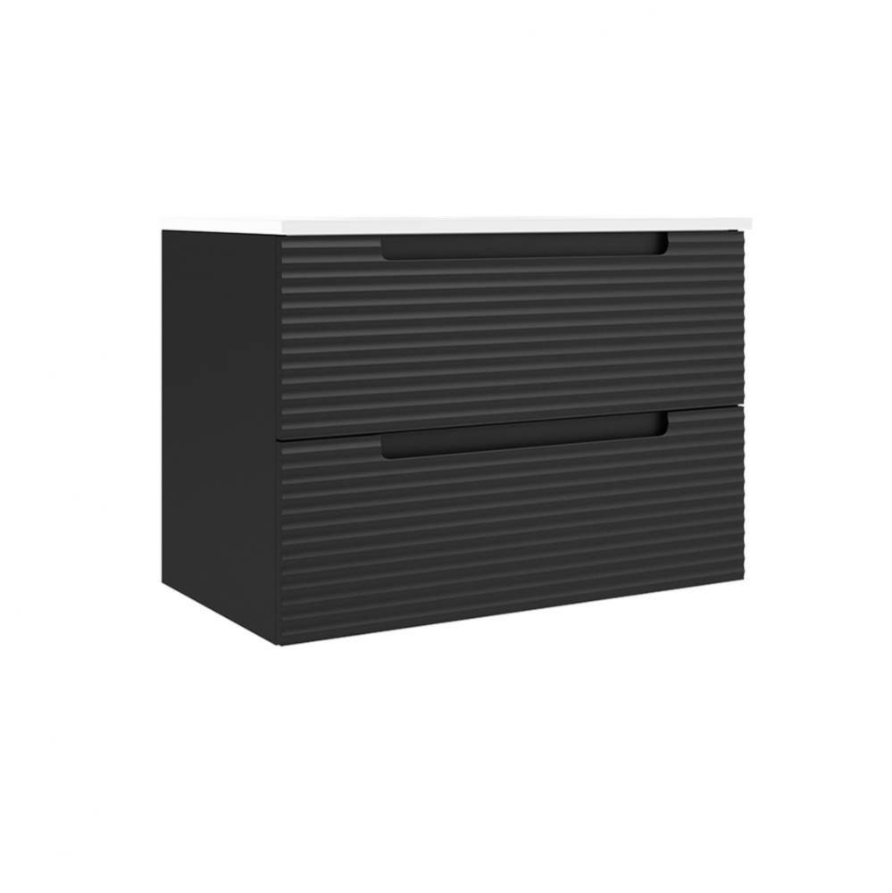 Coda 31'' Two Drawer Wall-Mounted Vanity - Matte Black Ripple