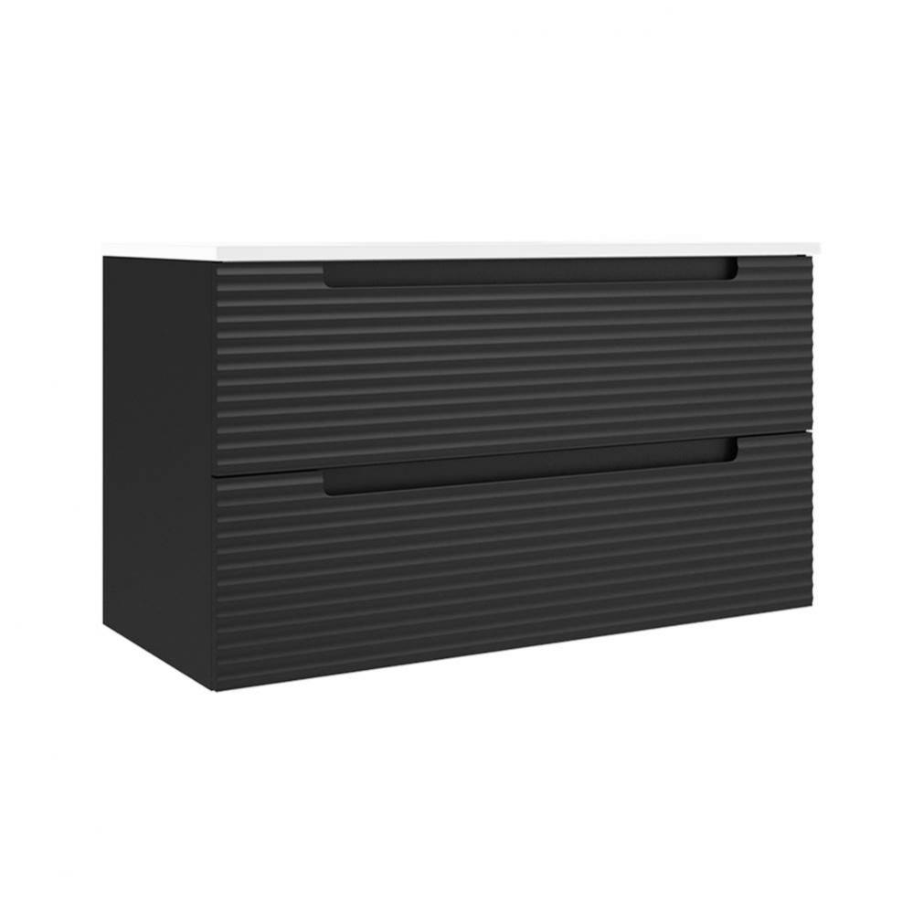 Coda 36'' Two Drawer Wall-Mounted Vanity - Matte Black Ripple