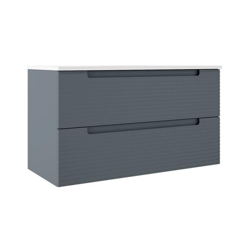 Coda 36'' Two Drawer Wall-Mounted Vanity - Steel Blue Ripple