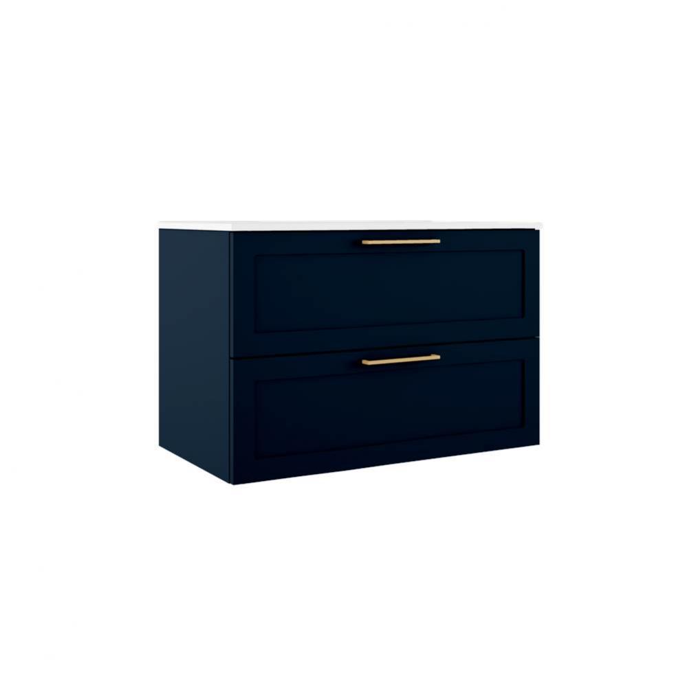 Rhythm 36'' Two Drawer Wall-Mounted Vanity - Navy Blue