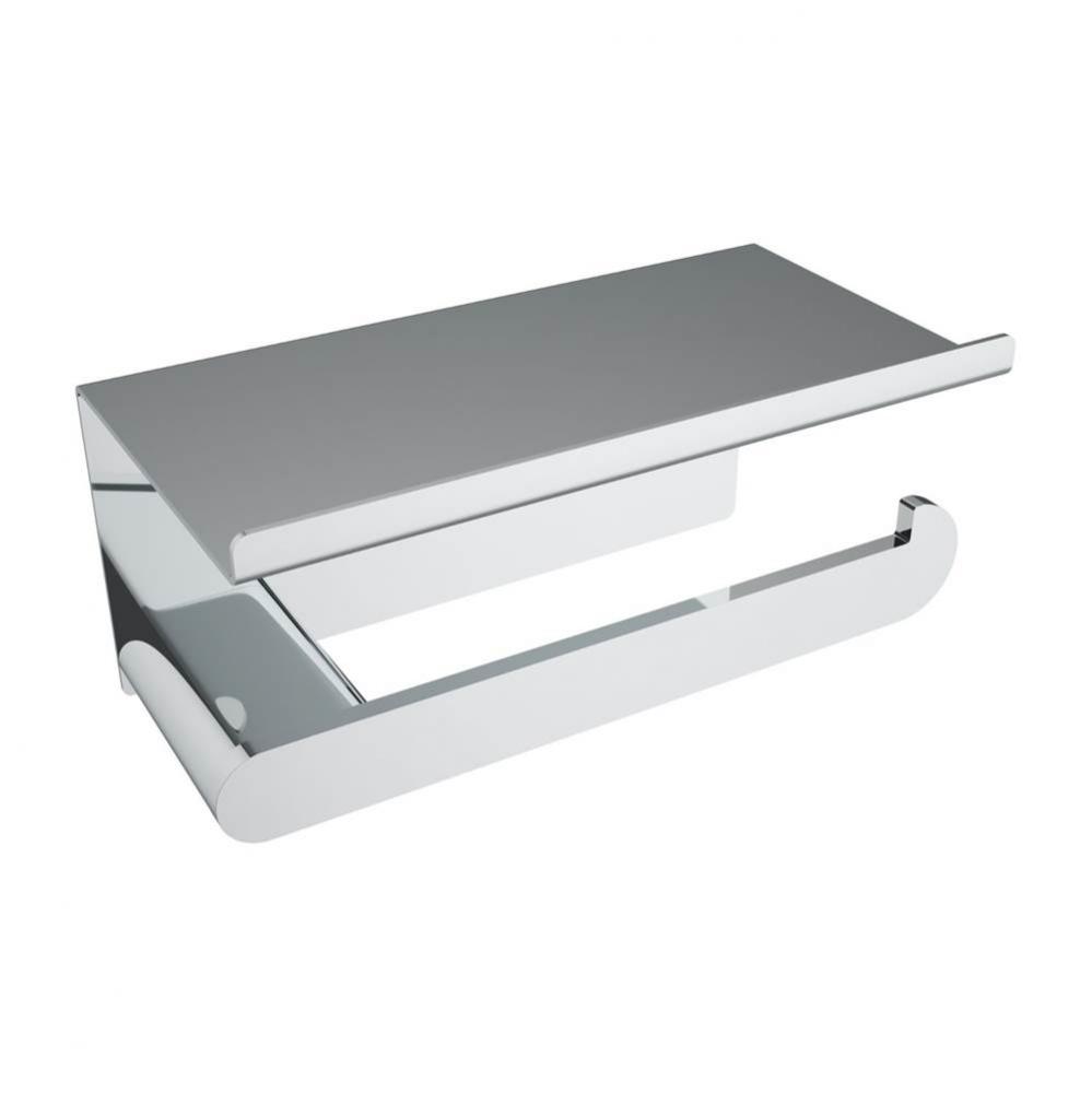 Flow Toilet Paper Holder With Shelf - Chrome