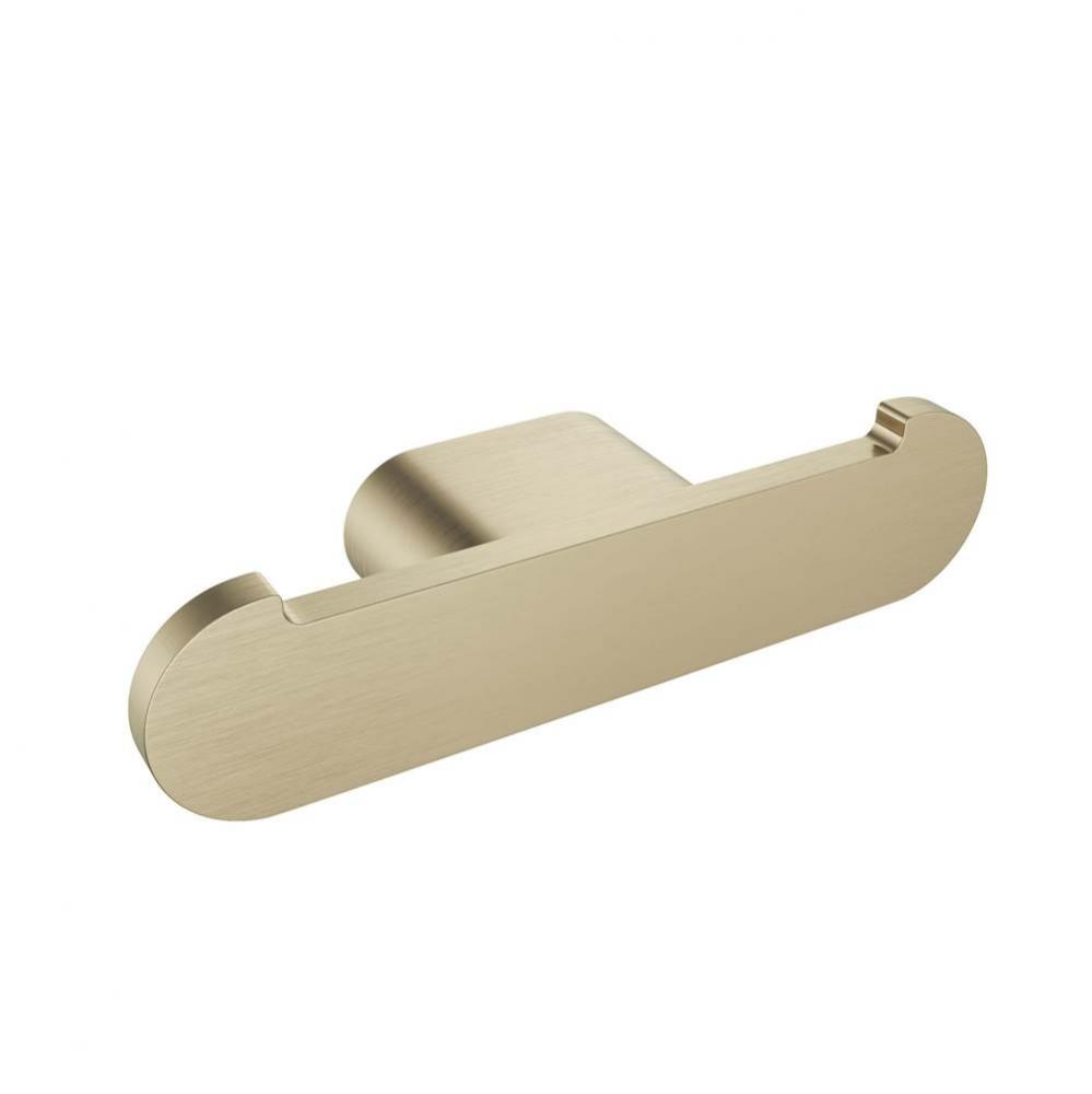 Flow Double Towel Hook - Brushed Gold Light