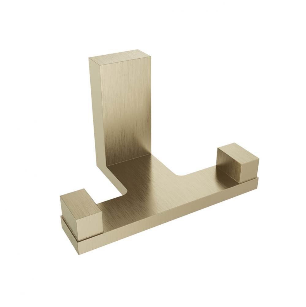 Fire Double Towel Hook - Brushed Gold Light