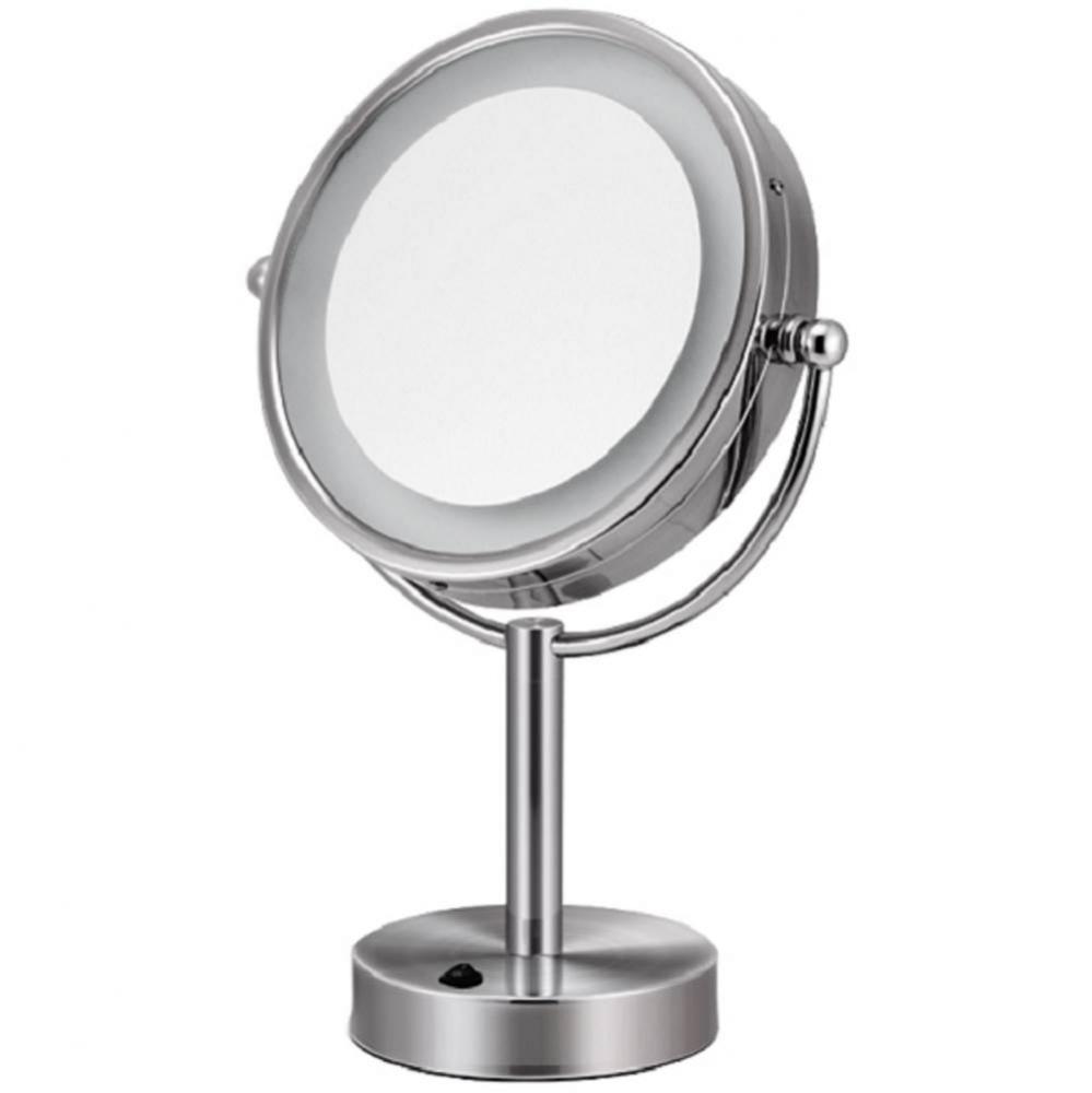 8.5'' Double Sided Lighted Free-Standing Mirror - Brushed Nickel