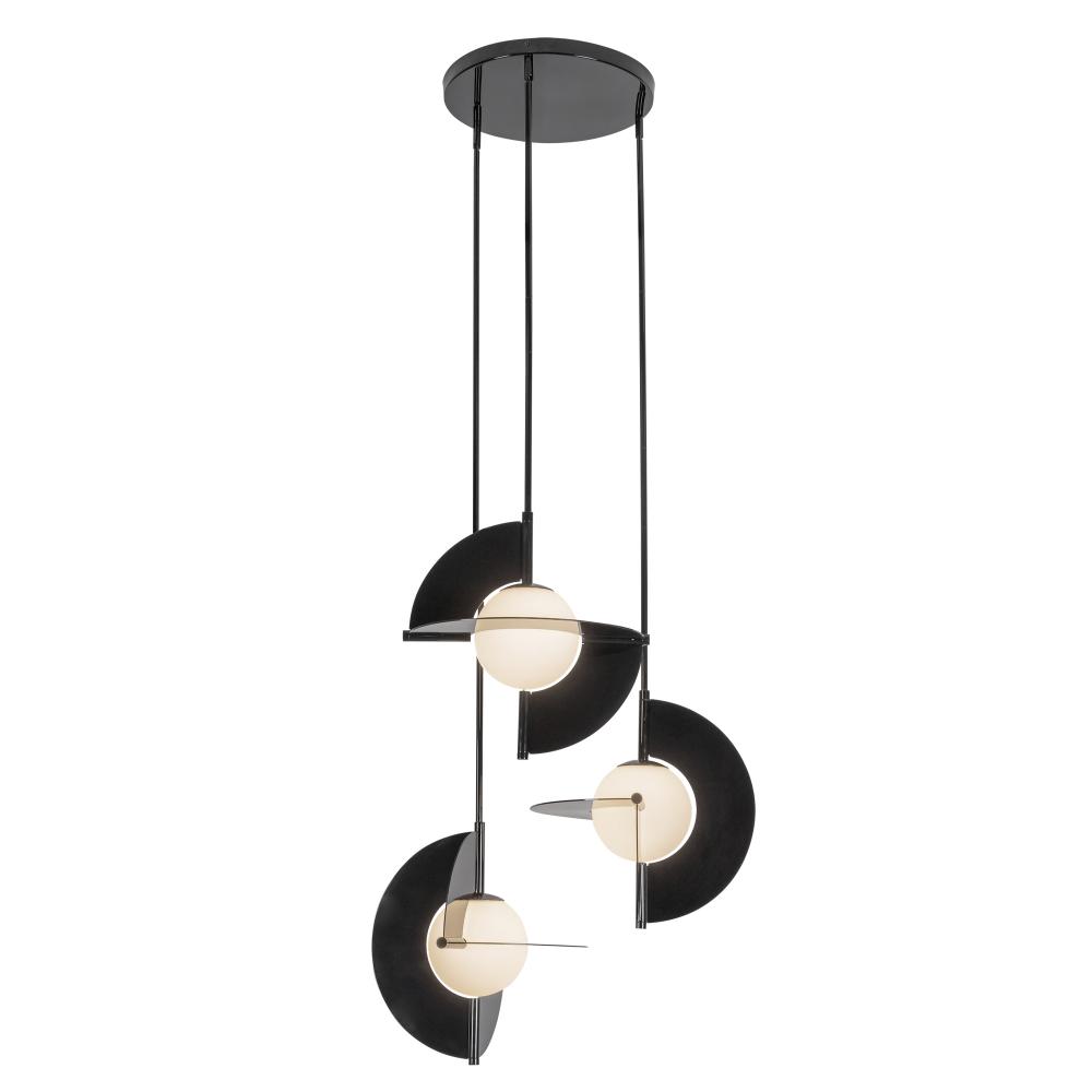 Scorpio 27-in Glossy Black/Opal Glass LED Chandelier