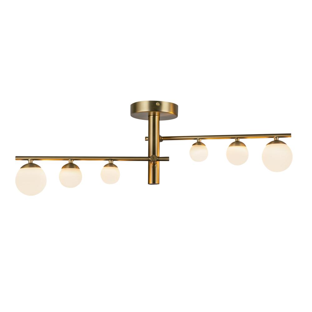 Juniper 2 Head Brushed Gold/Opal Glass LED Semi-Flush