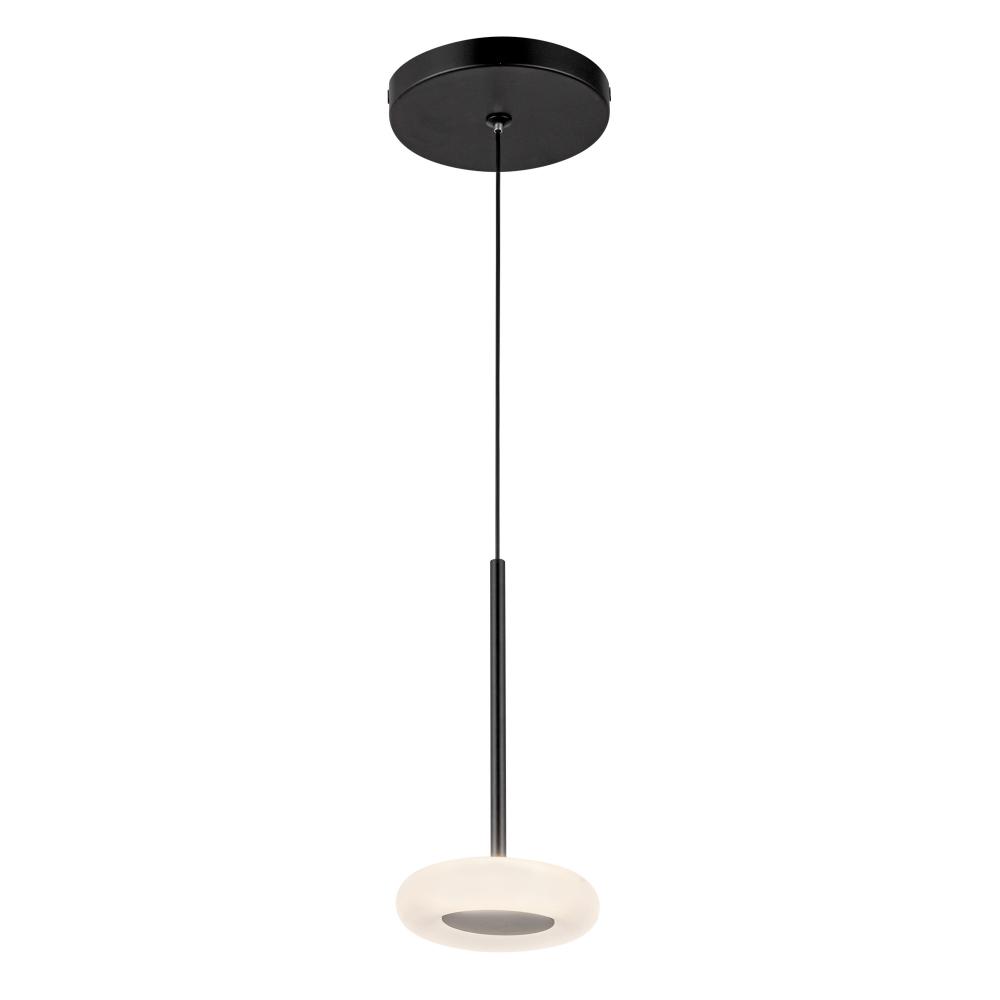 Stephord 4-in Black/Frosted Glass LED Pendant