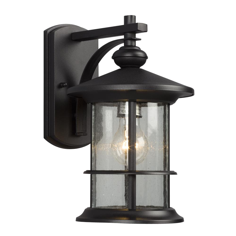 Outdoor Wall Mount Lantern - in Black finish with Clear Seeded Glass