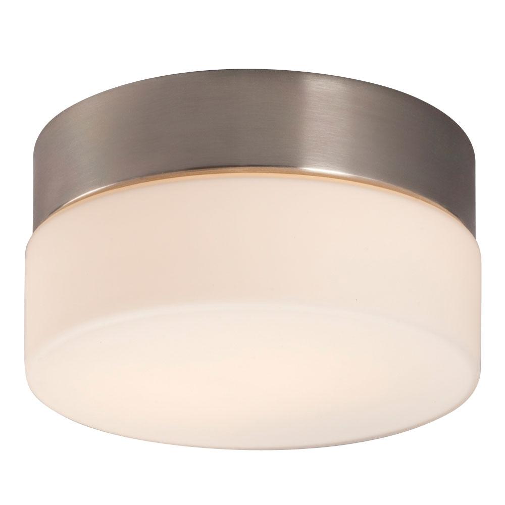 Flush Mount Ceiling Light - in Brushed Nickel finish with Satin White Glass