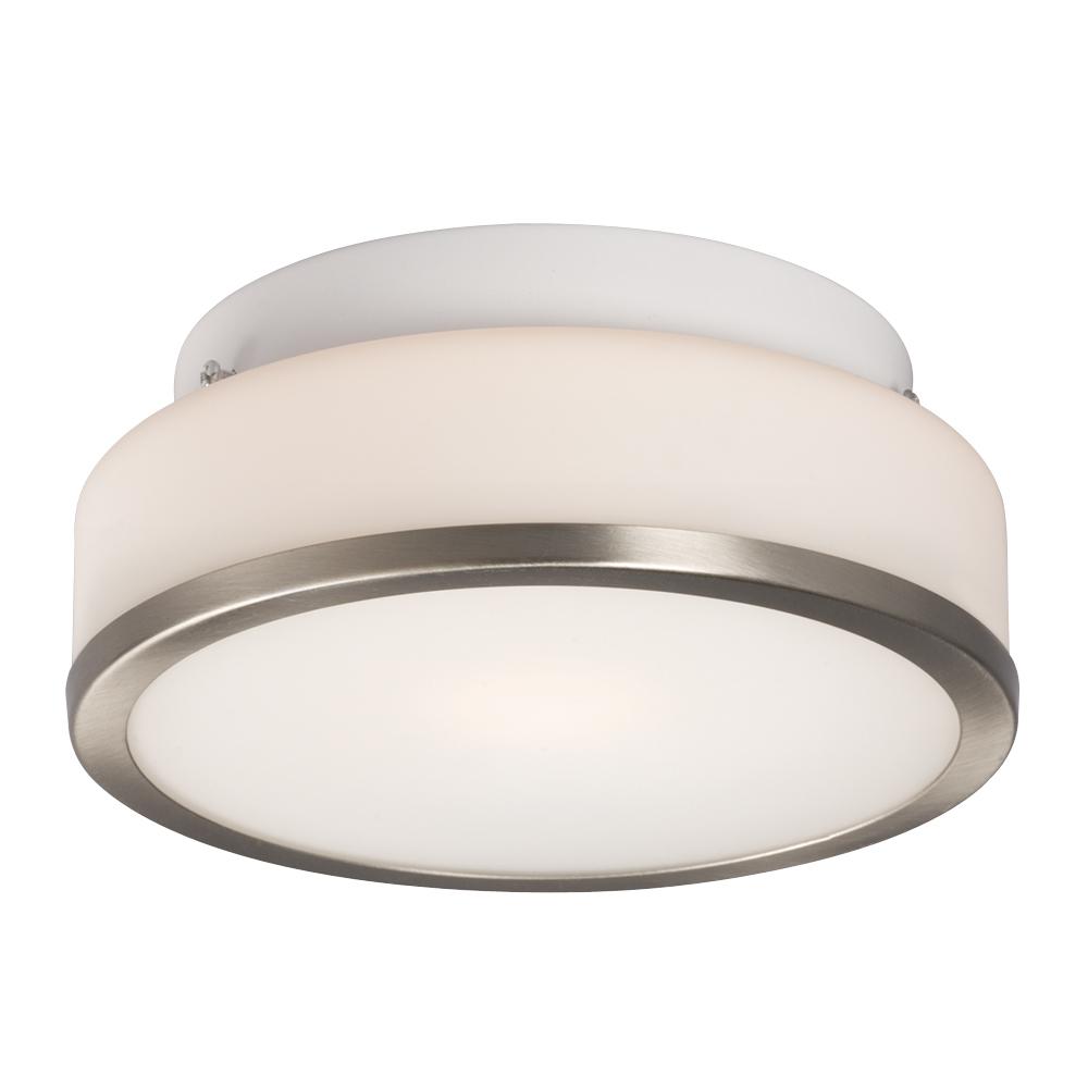 Flush Mount - Brushed Nickel with White Glass