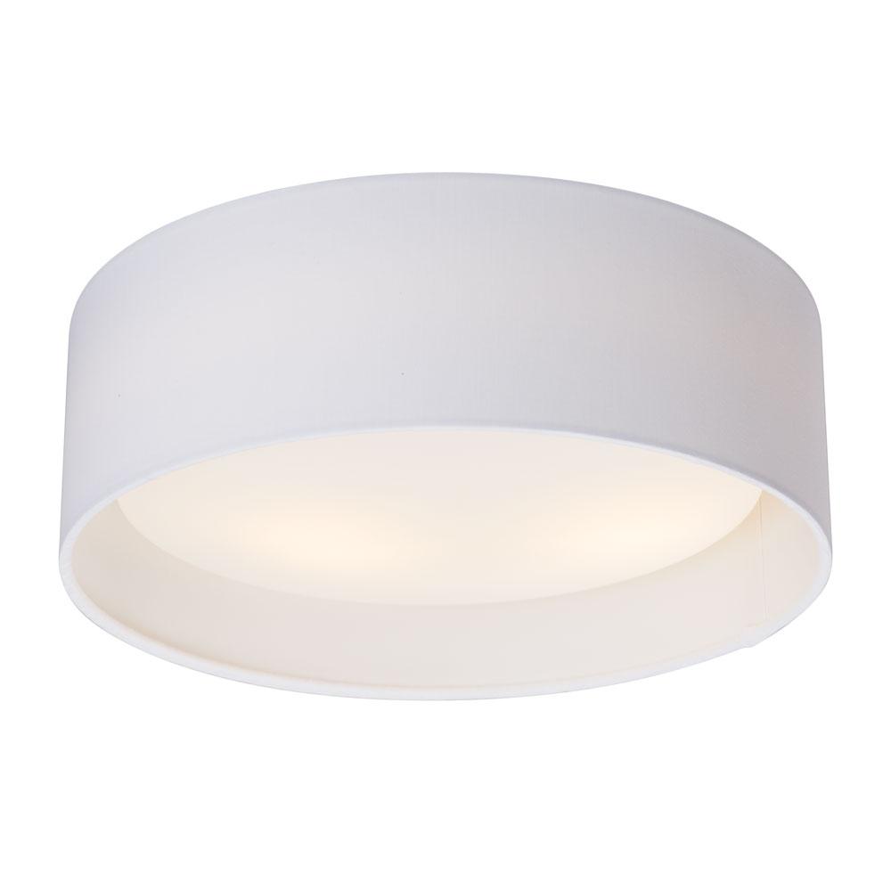 13" CEIL W/WHITE FABRICSHADE (2X15W LED A19)