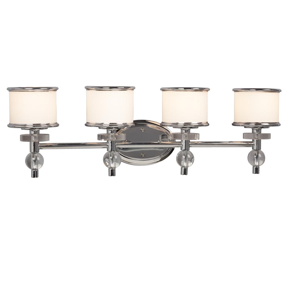 4-Light Vanity Light  - Polished Chrome with White Glass