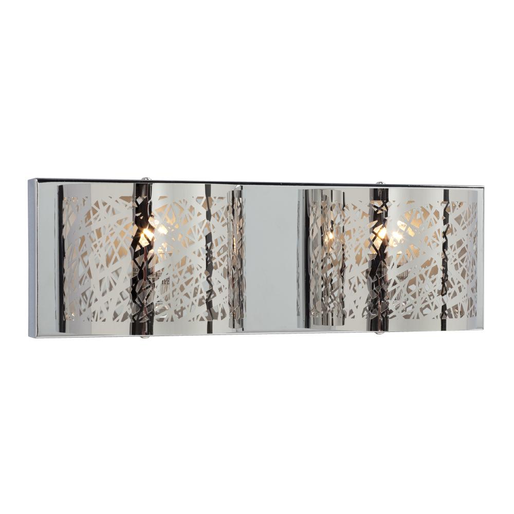 2-Light Vanity Light in Polished Chrome - Laser Cut Metal Shade