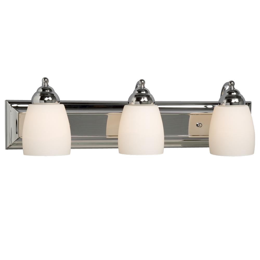 Three Light Vanity - Chrome w/ Satin White Glass