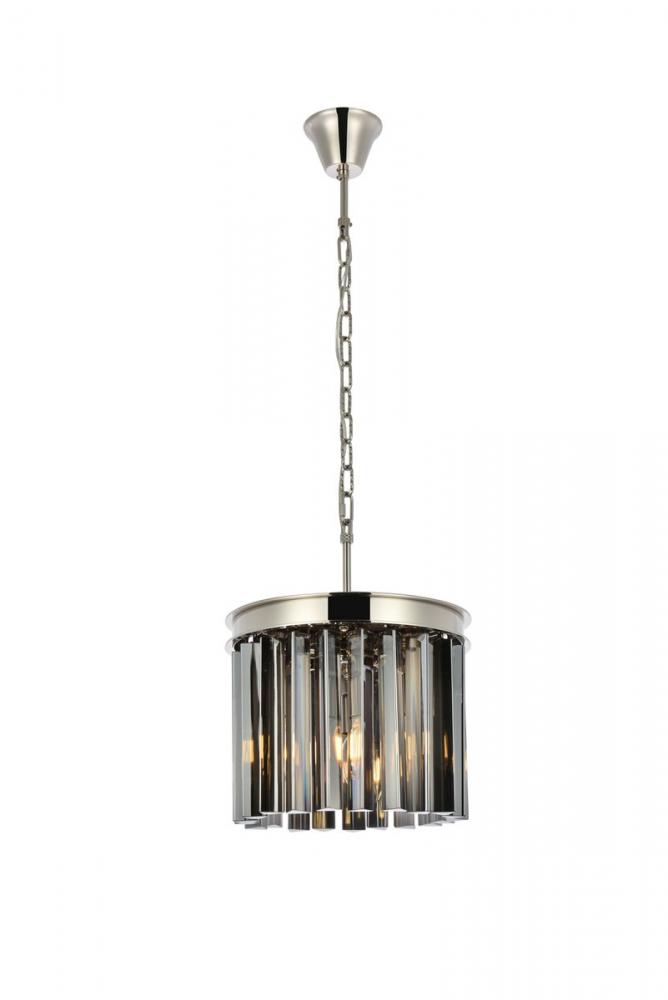 Sydney 3 light polished nickel Pendant Silver Shade (Grey) Royal Cut Crystal