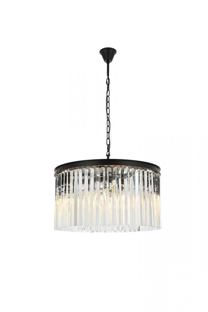 Sydney 8 Light Matte Black Chandelier Clear Royal Cut Crystal