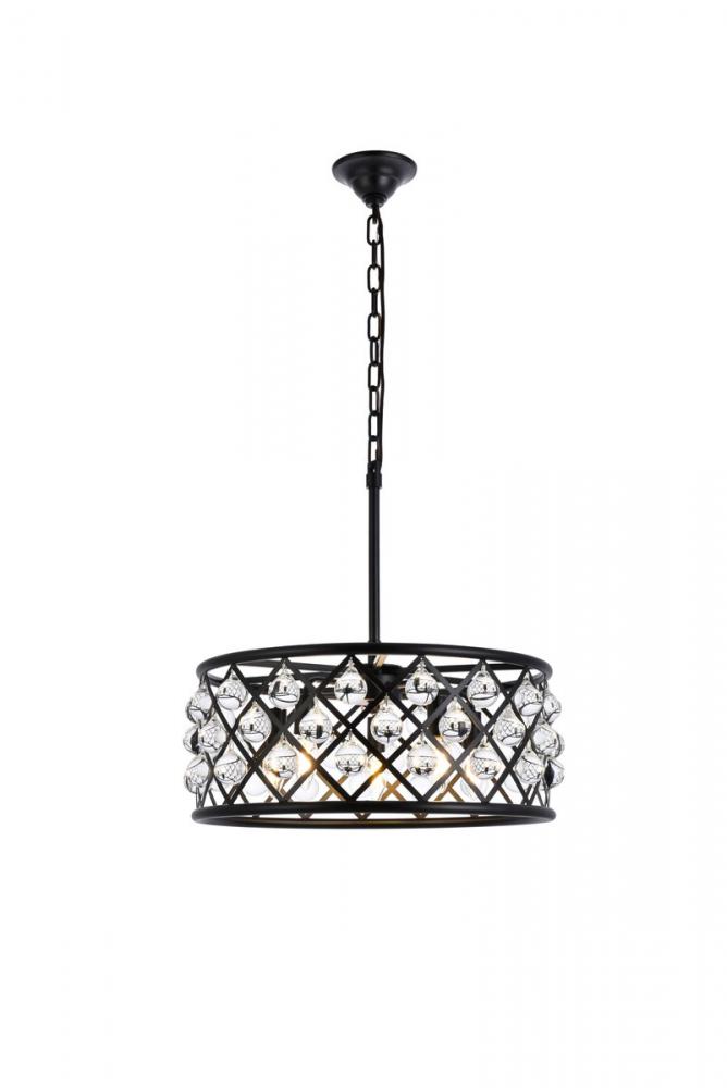 Madison 5 Light Matte Black Pendant Clear Royal Cut Crystal