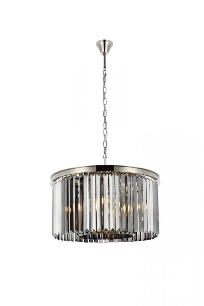 Sydney 8 Light Polished Nickel Chandelier Silver Shade (Grey) Royal Cut Crystal