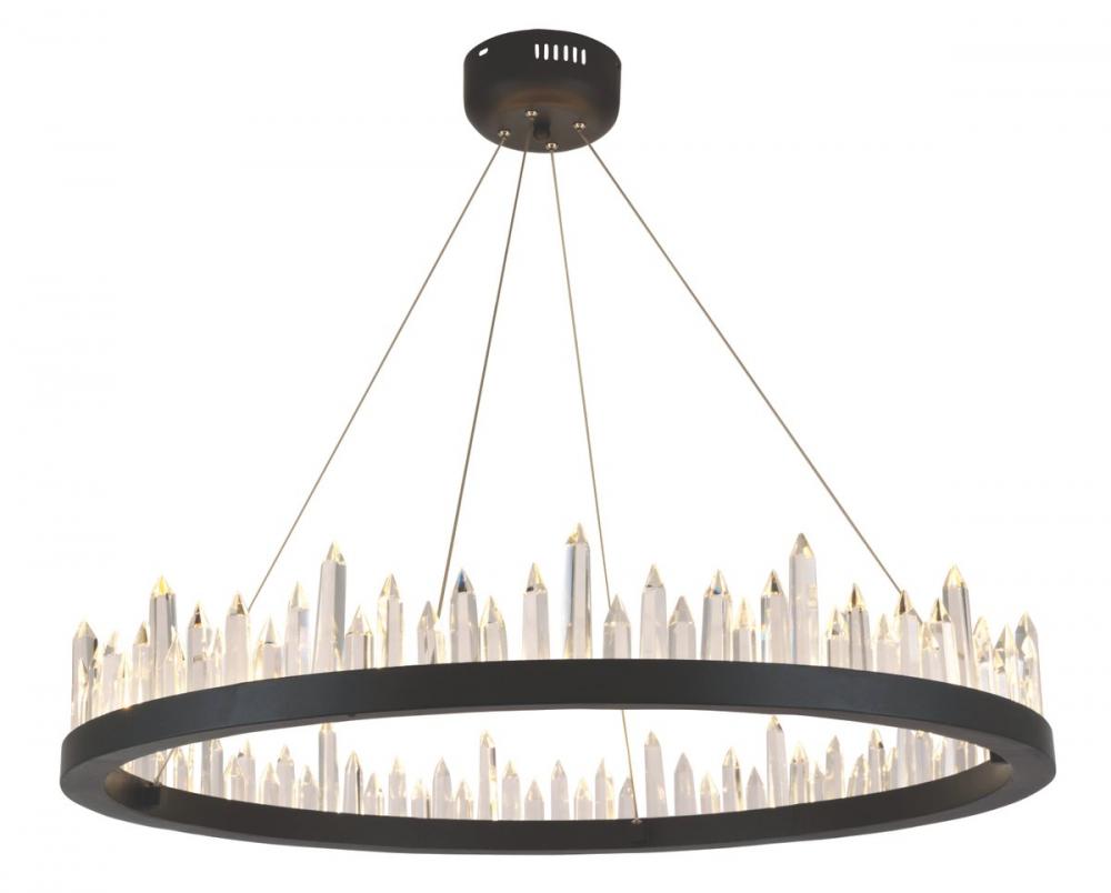 Malta 40 light Satin Dark Grey Chandelier Clear Royal Cut Crystal