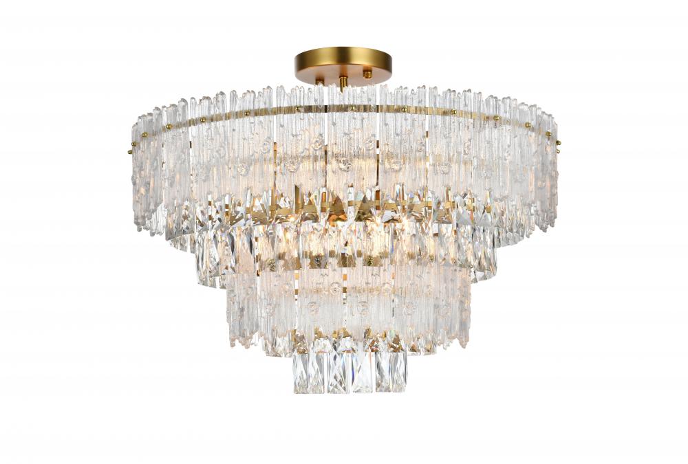 Emilia 25 inch Flush Mount in Satin Gold