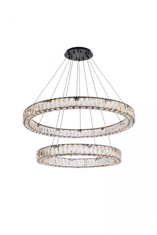 Monroe 36 Inch LED Double Ring Chandelier in Black