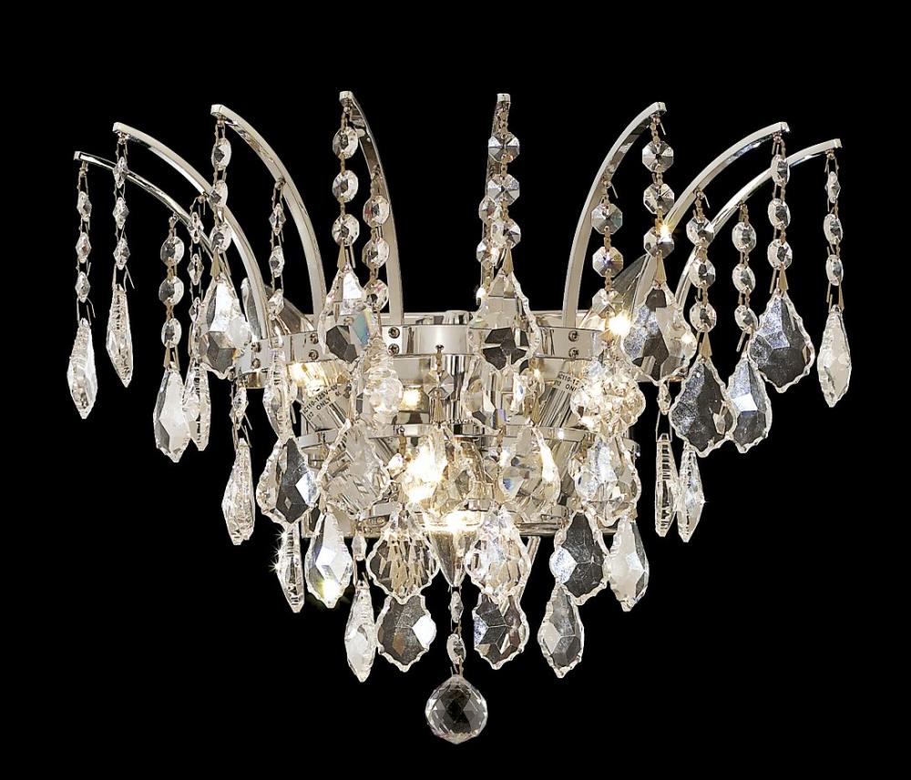 Victoria 3 Light Chrome Wall Sconce Clear Royal Cut Crystal