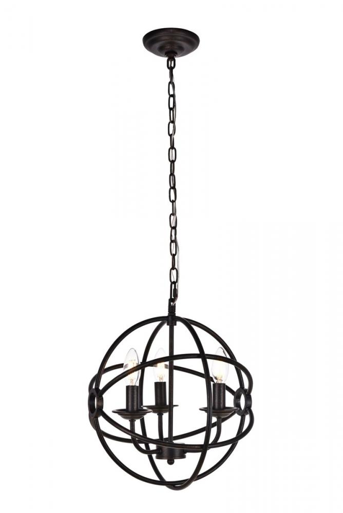 Octavia Collection Pendant D14 H15 Lt:3 Dark Brown Finish