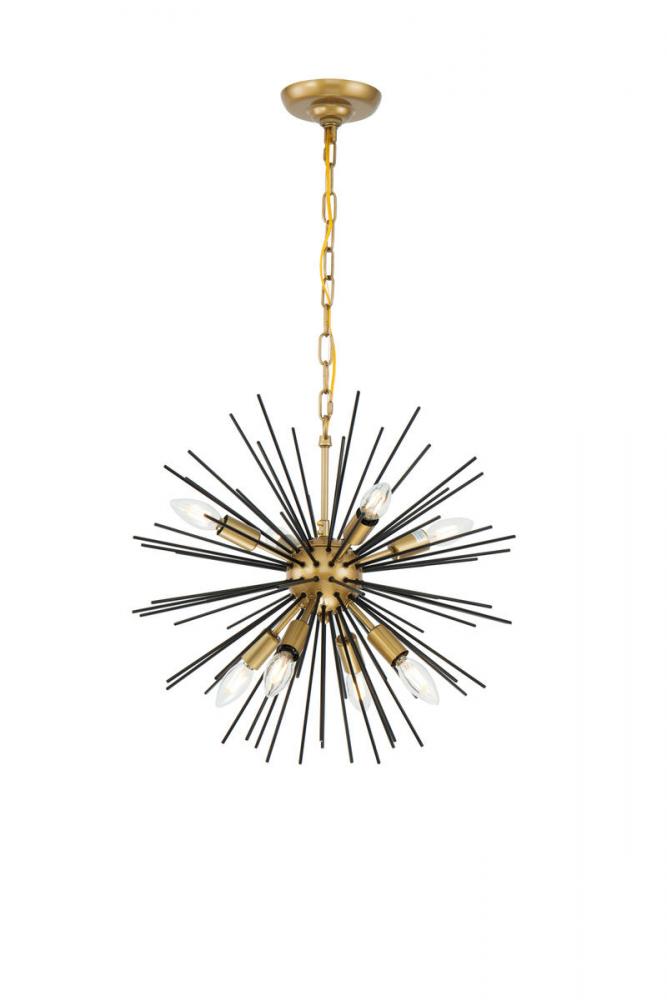 Timber 8 Light Brass and Black Pendant