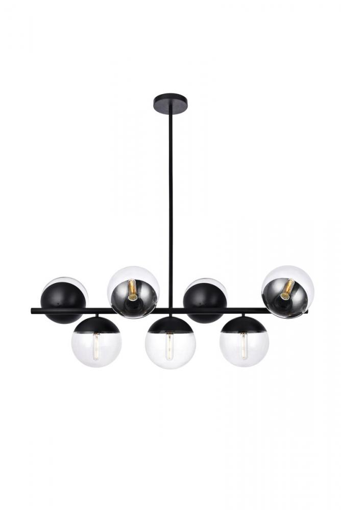 Eclipse 7 Lights Black Pendant with Clear Glass