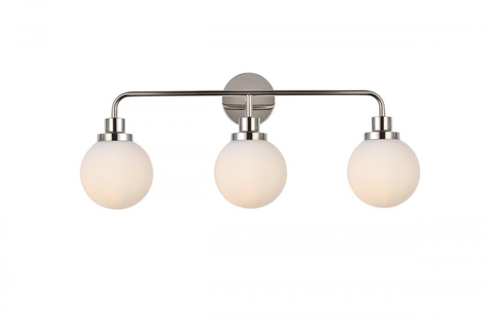 Hanson 3 Lights Bath Sconce in Polished Nickel with Frosted Shade