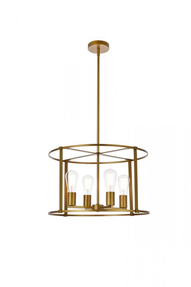 Agnys 4 lights pendant in brass