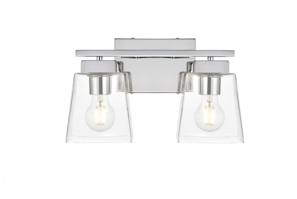 Merrick 2 light Chrome and Clear Bath Sconce