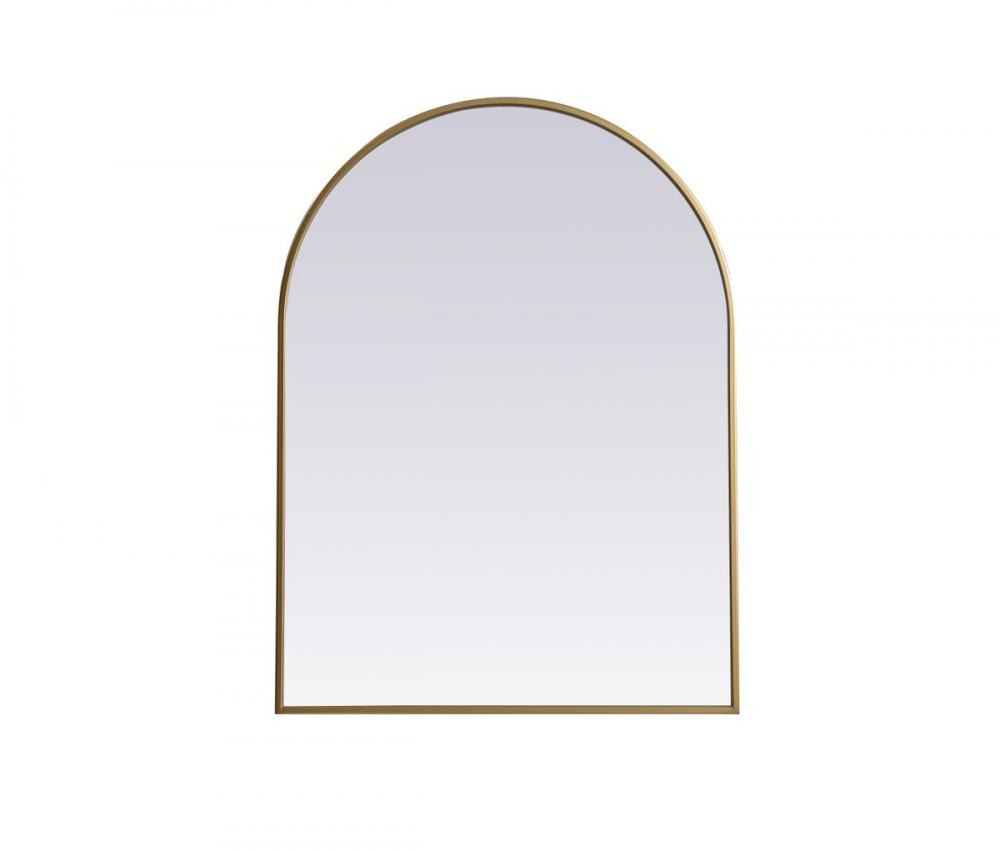 Metal Frame Arch Mirror 27x36 Inch in Brass