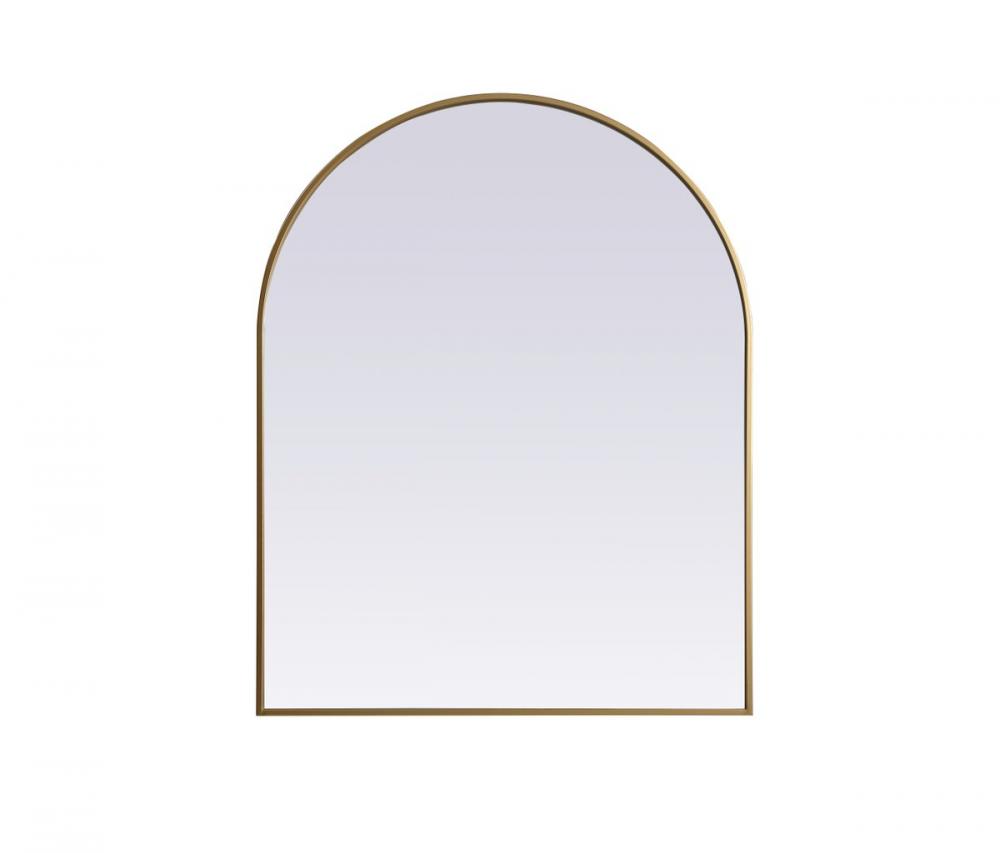 Metal Frame Arch Mirror 33x42 Inch in Brass