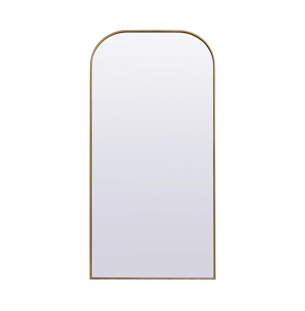 Metal Frame Arch Full Length Mirror 35x72 Inch in Brass