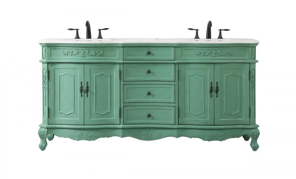 72 Inch Double Bathroom Vanity in Vintage Mint