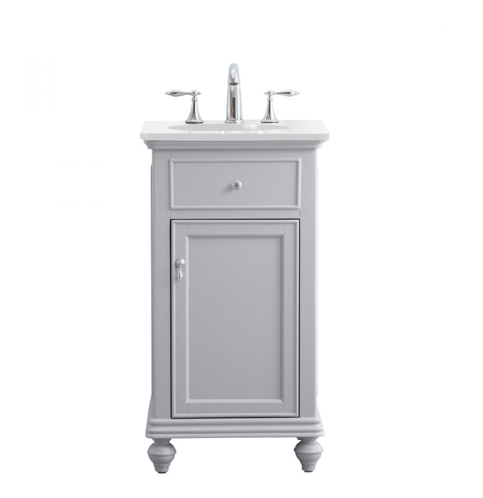 19 inch Single Bathroom vanity in light grey with ivory white engineered marble