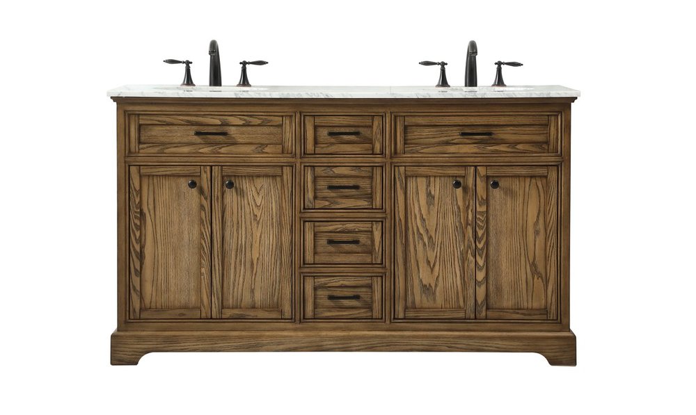 60 inch double bathroom vanity in driftwood