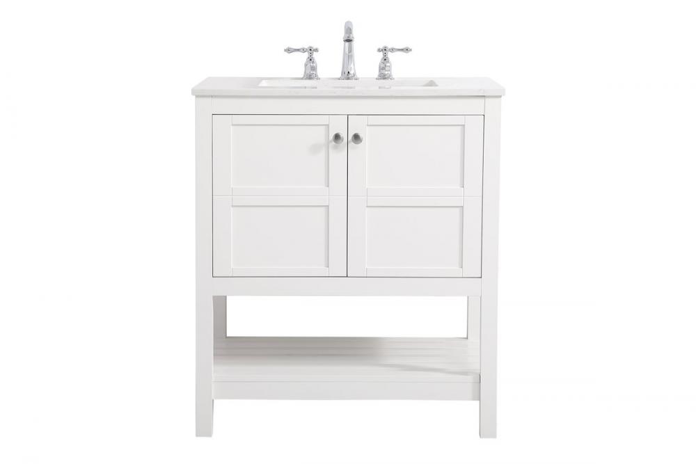 30 Inch Single Bathroom Vanity in White