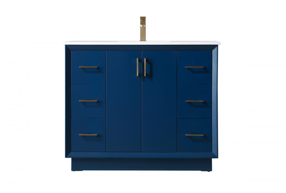 42 Inch SIngle Bathroom Vanity In Blue